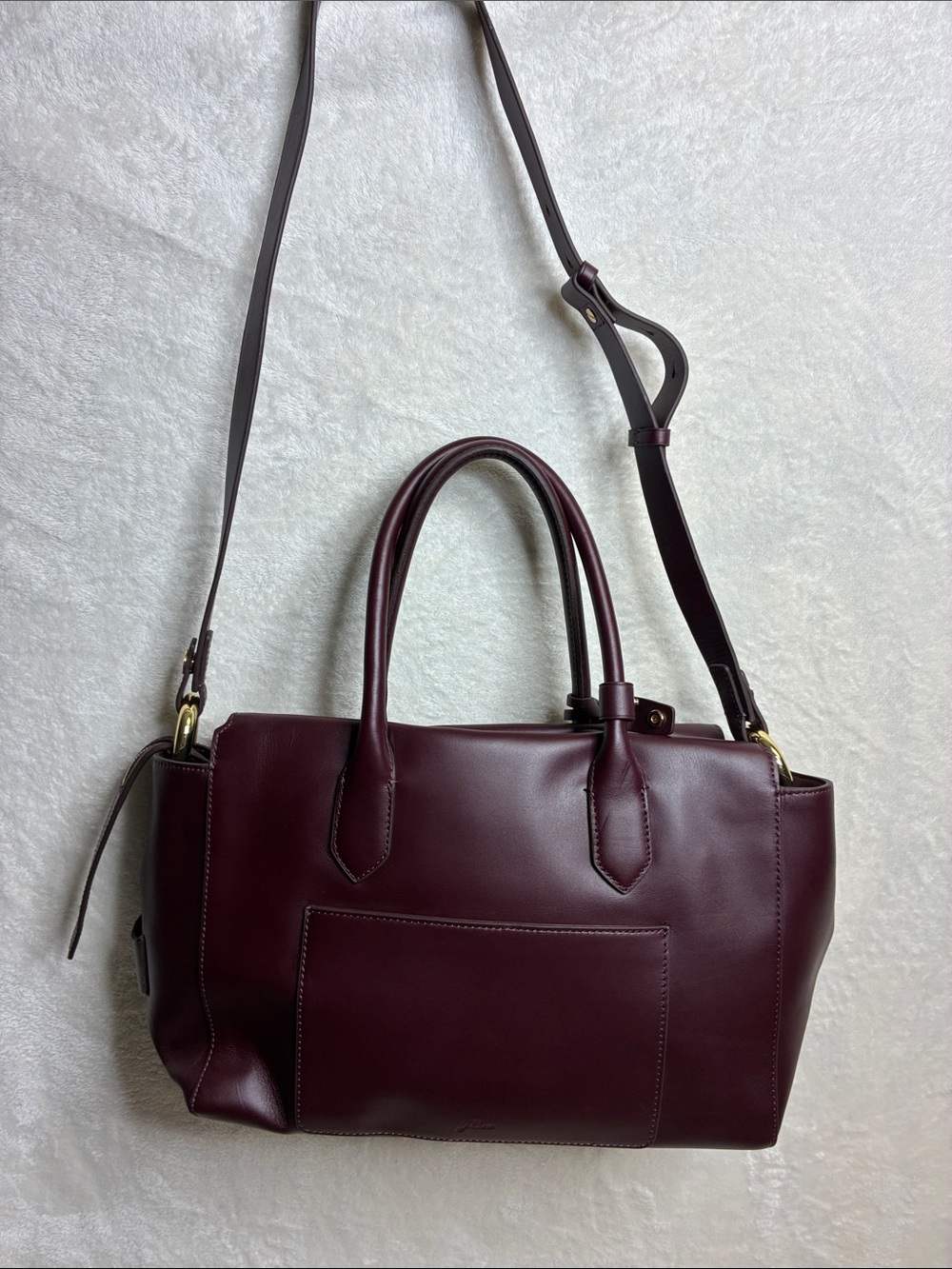 J. Crew Burgundy Leather Top-Handle Shoulder Bag
